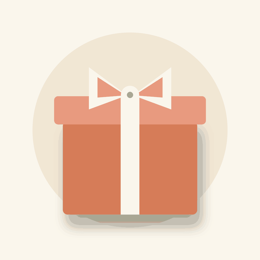 A coral NutroBlaze gift box tied with a cream ribbon