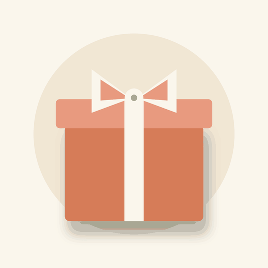 A coral NutroBlaze gift box tied with a cream ribbon